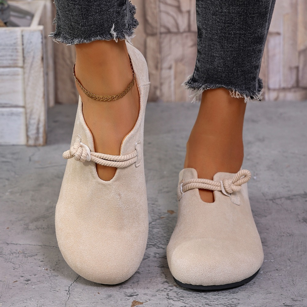 Women'S Shoes - Damen-Loafer mit runder Zehenpartie, geknotetem Seilriemen,