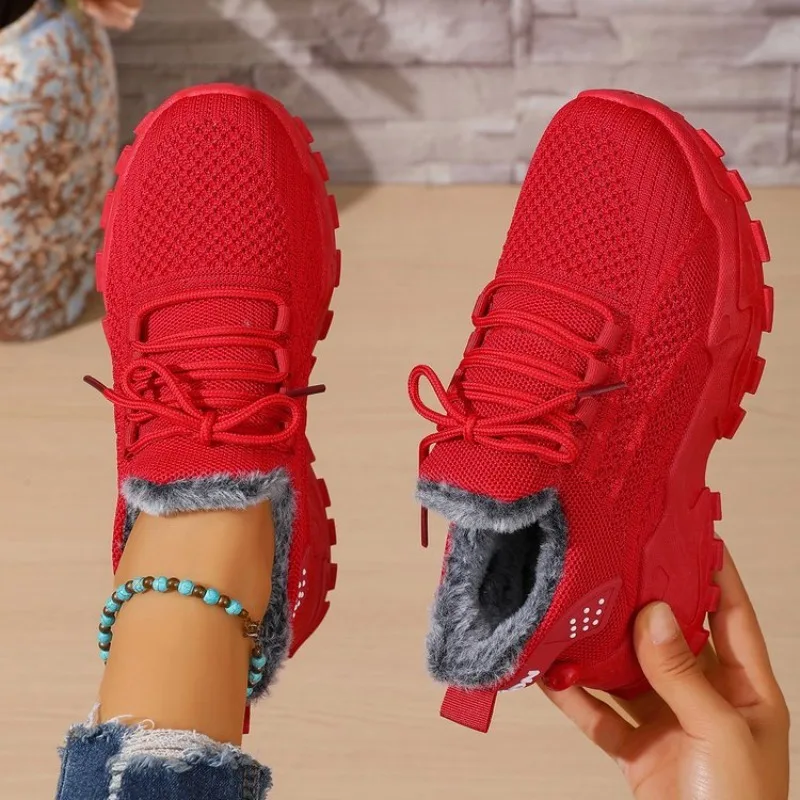 Damen-Wintersneakers mit Therm – Knit Fabric Lace Up Sneakers Bewertung und Preis