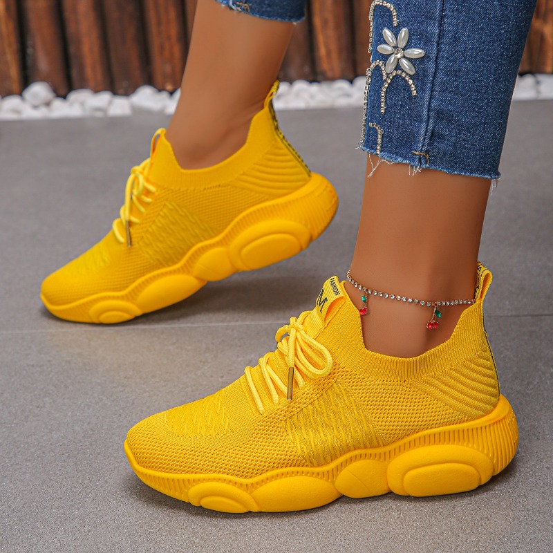 Damen-Sneaker Neue Trendige Ei – Knit Fabric Lace Up Sneakers Bewertung und Preis