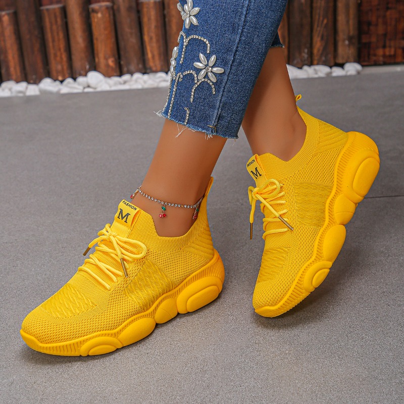 Damen-Sneaker Neue Trendige Ei – Knit Fabric Lace Up Sneakers Bewertung und Preis